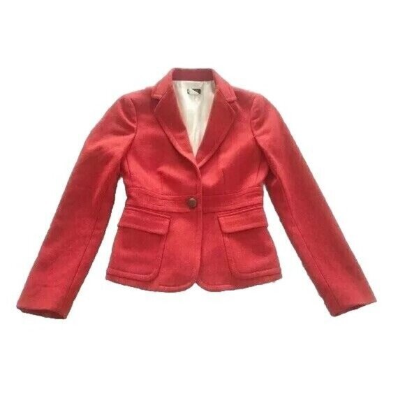 J Crew Woman's Sz 0 or XS Burnt Orange Wool Blend Blazer Jacket - Picture 8 of 8